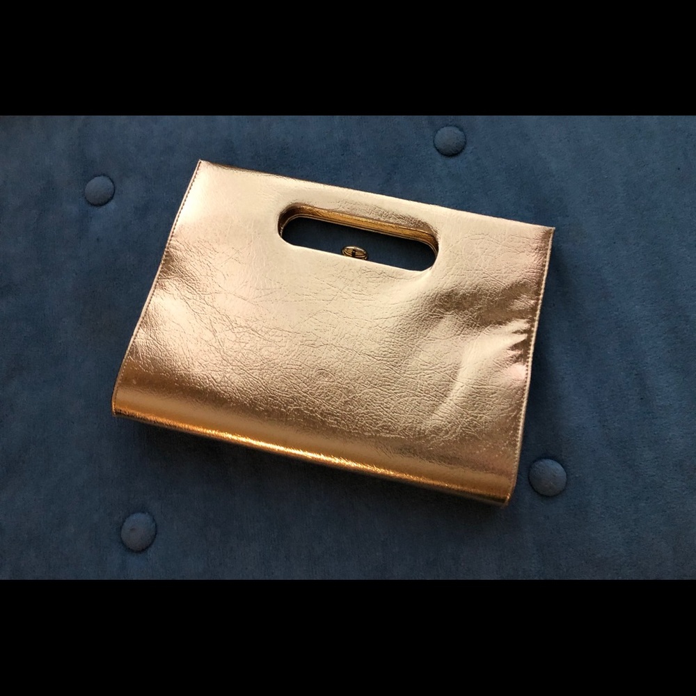 60s gold foil clutch bag